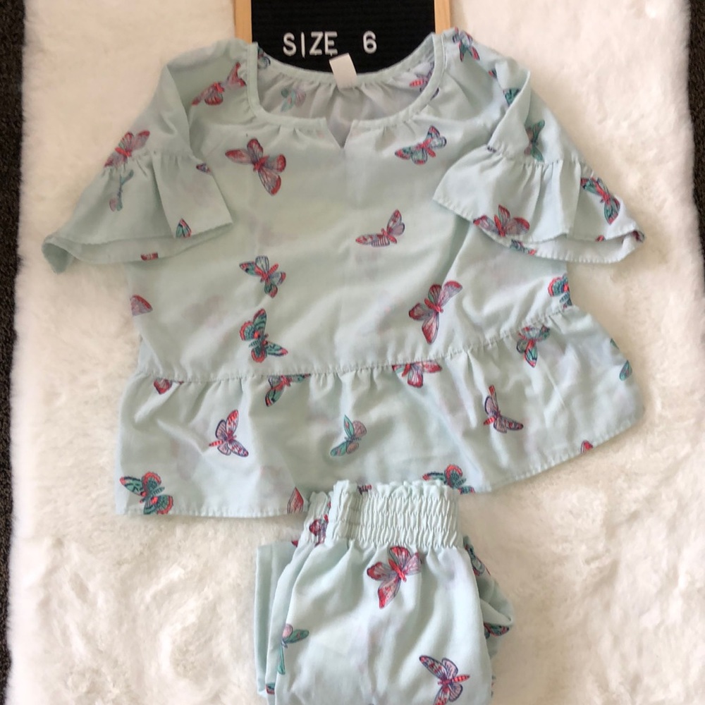 GAP girls summer butterfly pjs set top size 6